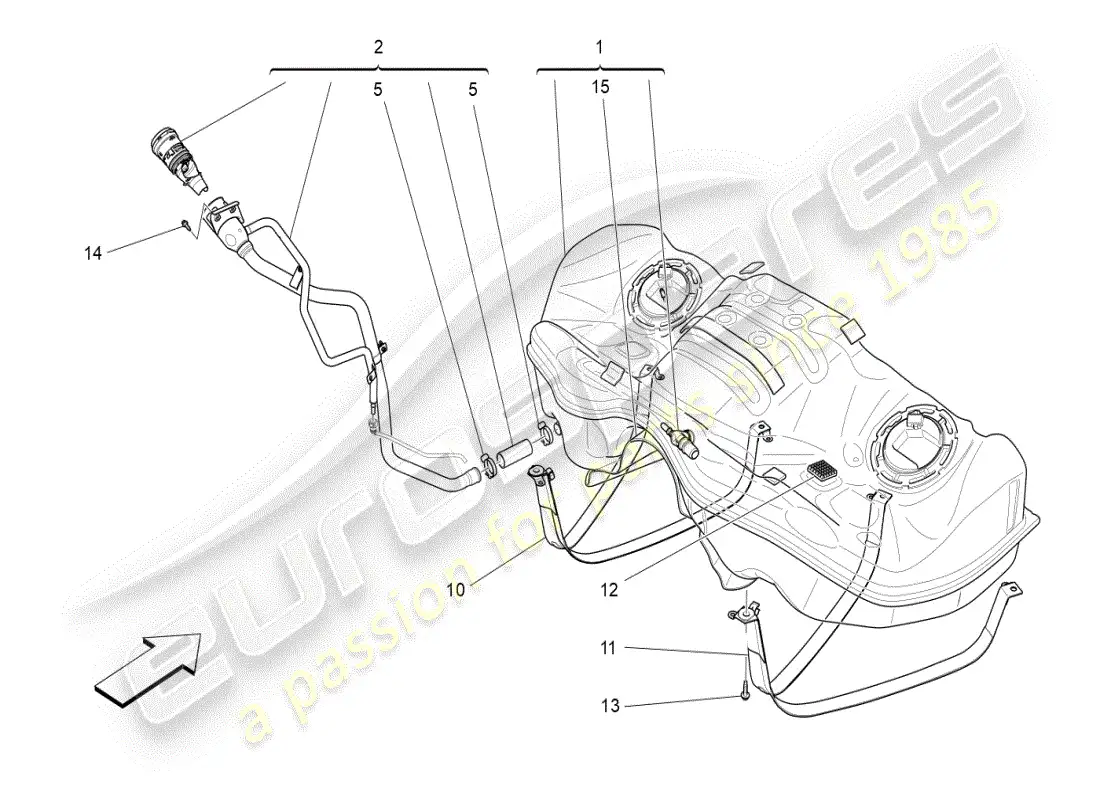 maserati ghibli (2019) diagrama de piezas del tanque de combustible
