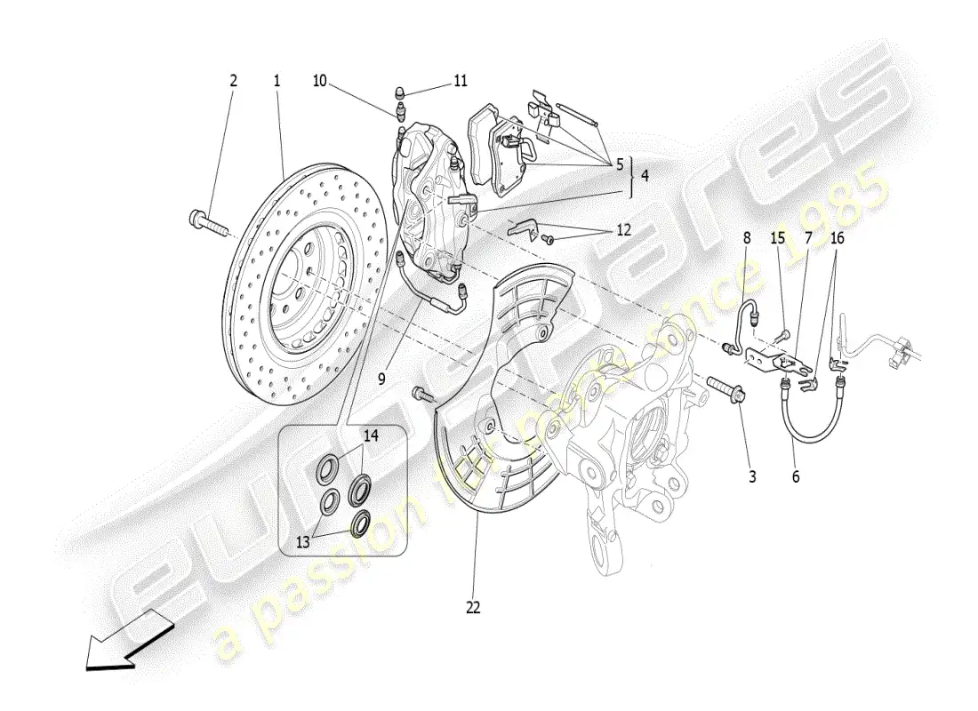 maserati ghibli (2019) braking devices on rear wheels diagrama de piezas