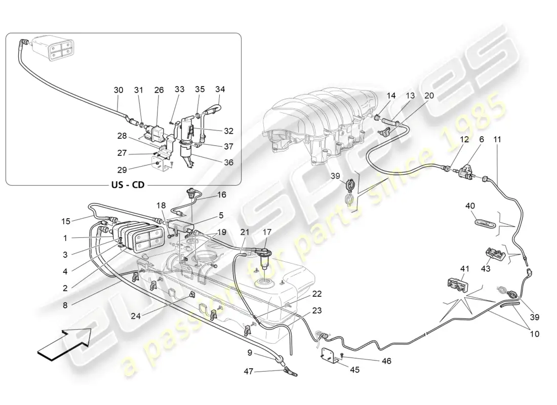maserati grancabrio mc (2013) fuel vapour recirculation system diagrama de piezas