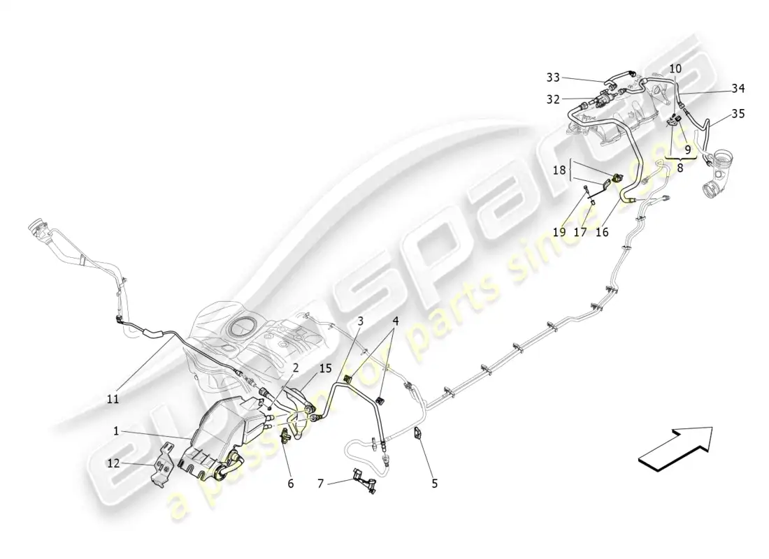 maserati levante modena s (2022) fuel vapour recirculation system diagrama de piezas