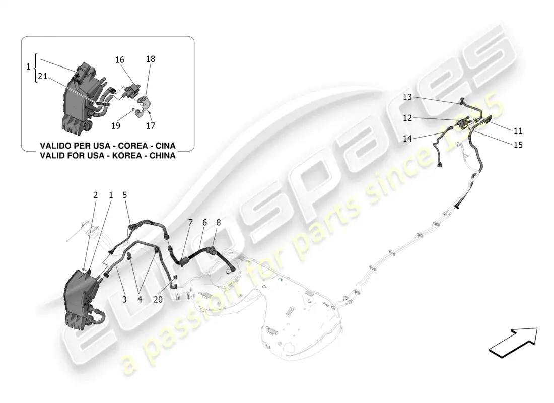 maserati grecale gt (2023) fuel vapour recirculation system diagrama de piezas