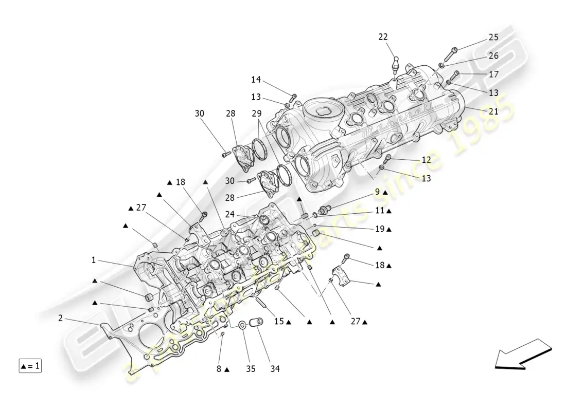 maserati levante gt (2022) culata izquierda diagrama de piezas