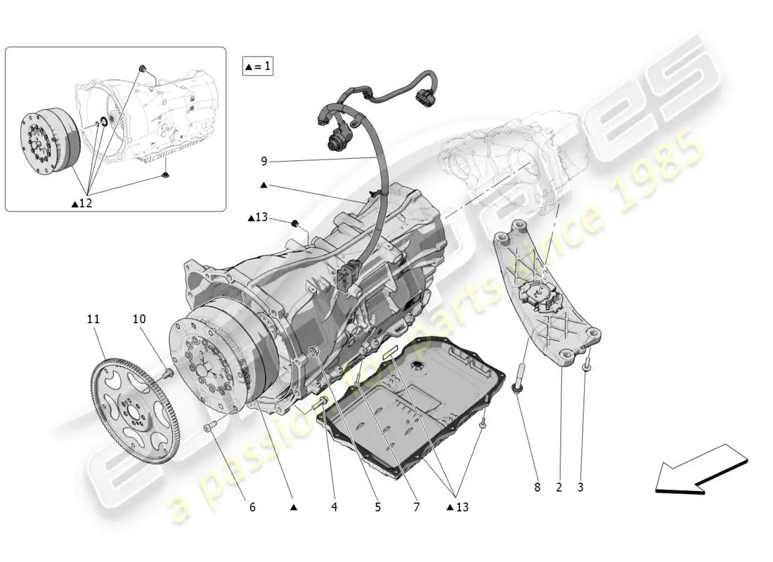 maserati grecale gt (2023) carcasas de caja de cambios diagrama de piezas