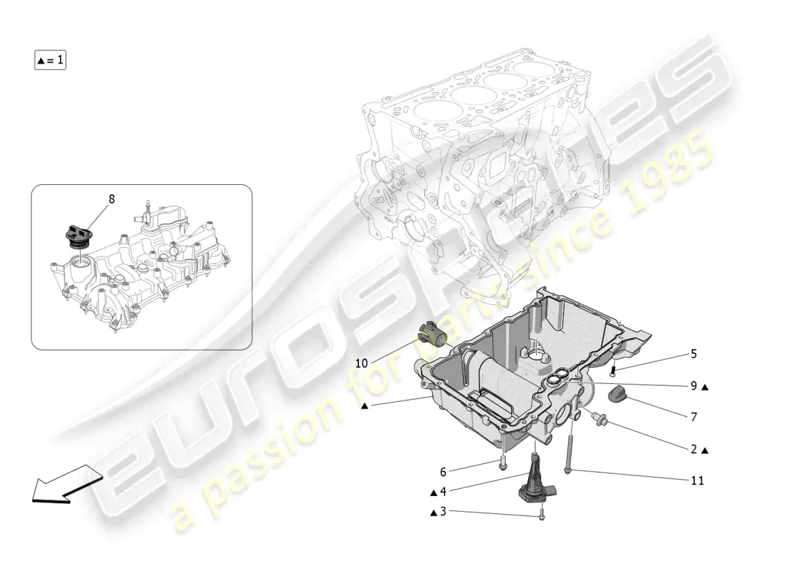maserati grecale gt (2023) sistema de lubricación: circuito y recogida diagrama de piezas