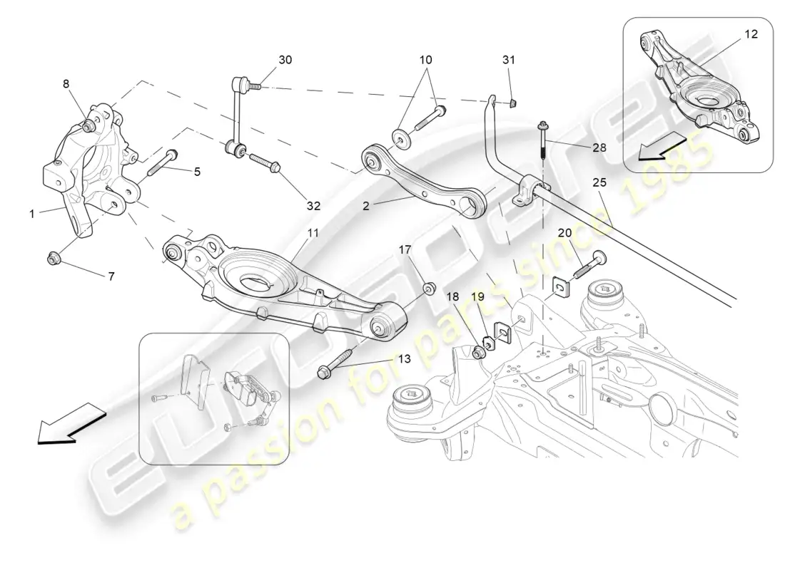 maserati levante (2018) rear suspension diagrama de piezas