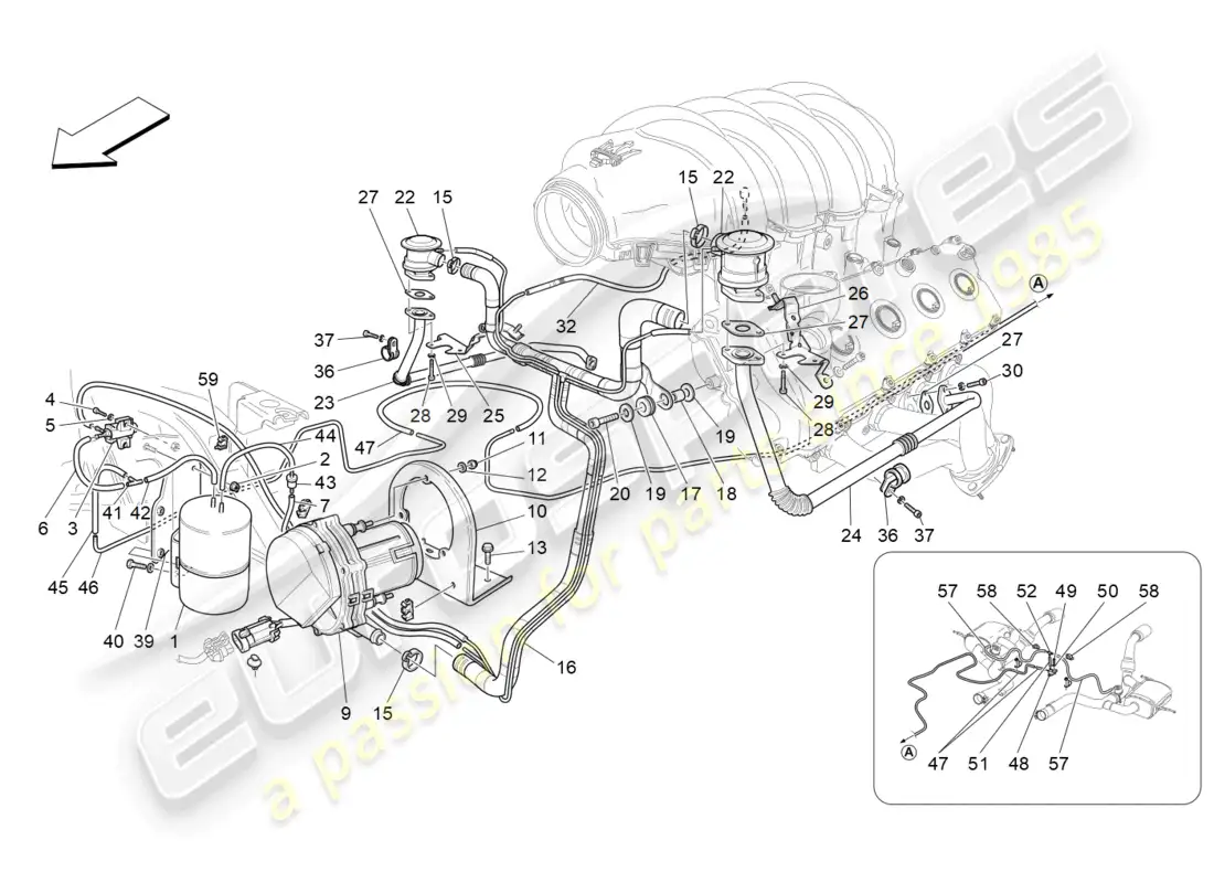 maserati grancabrio mc (2013) sistema de aire adicional diagrama de piezas