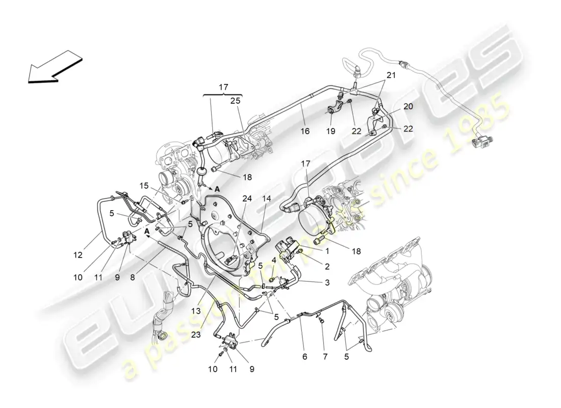 maserati levante modena s (2022) sistema de aire adicional diagrama de piezas
