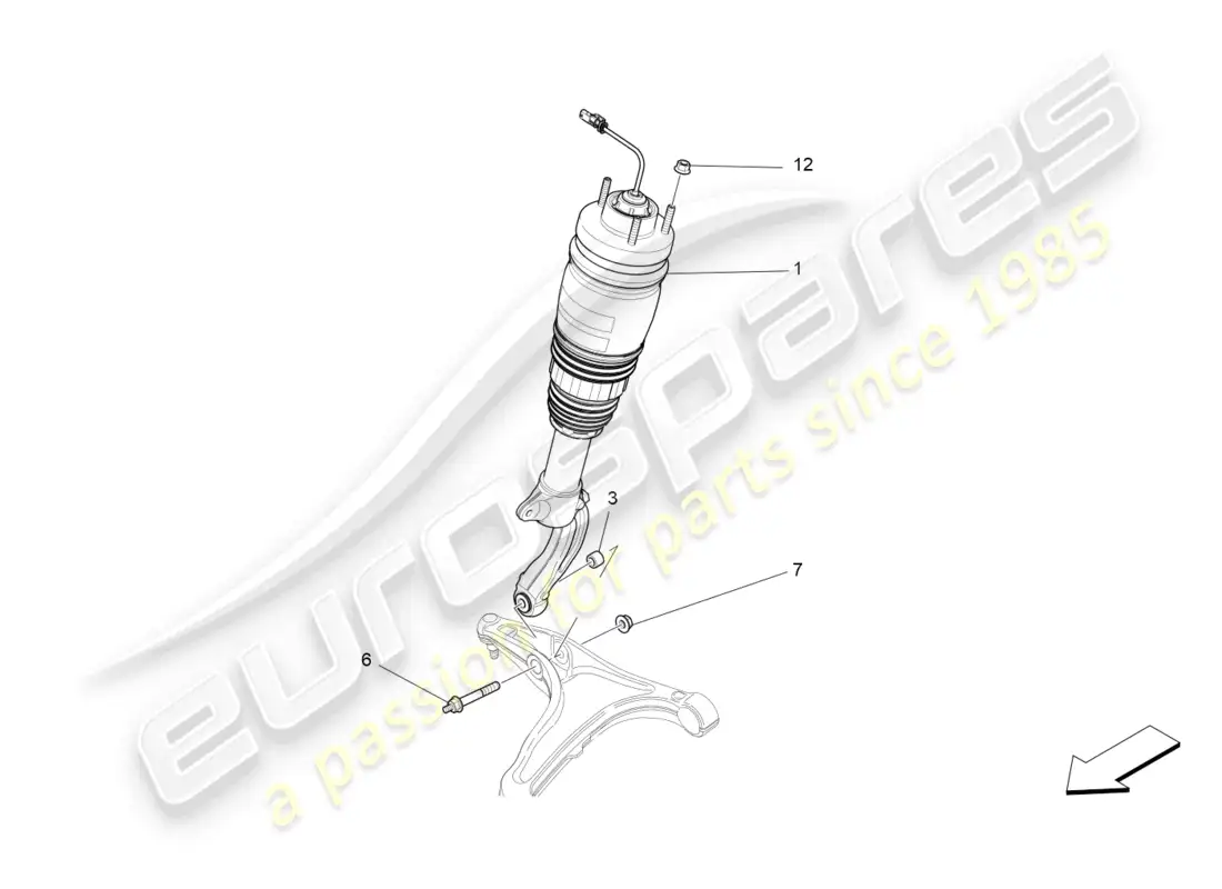 maserati levante gt (2022) dispositivos amortiguadores delanteros diagrama de piezas