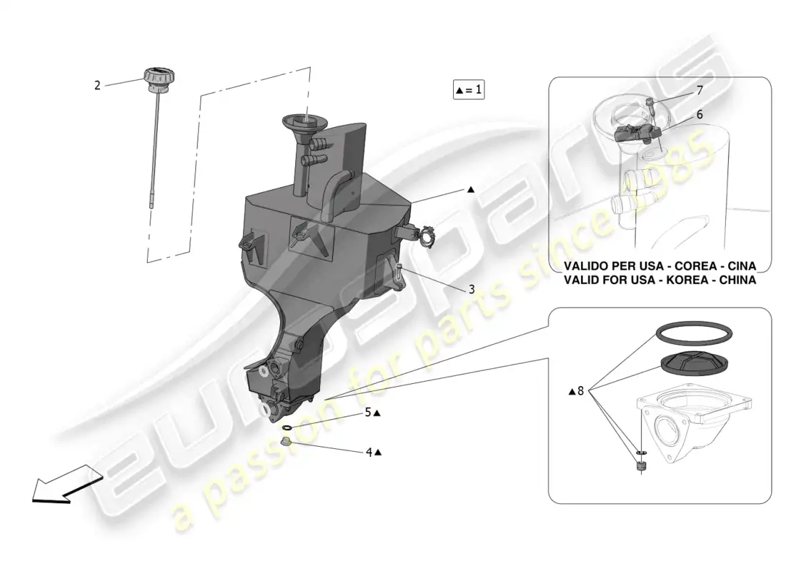maserati mc20 (2022) sistema de lubricación: circuito y recogida diagrama de piezas