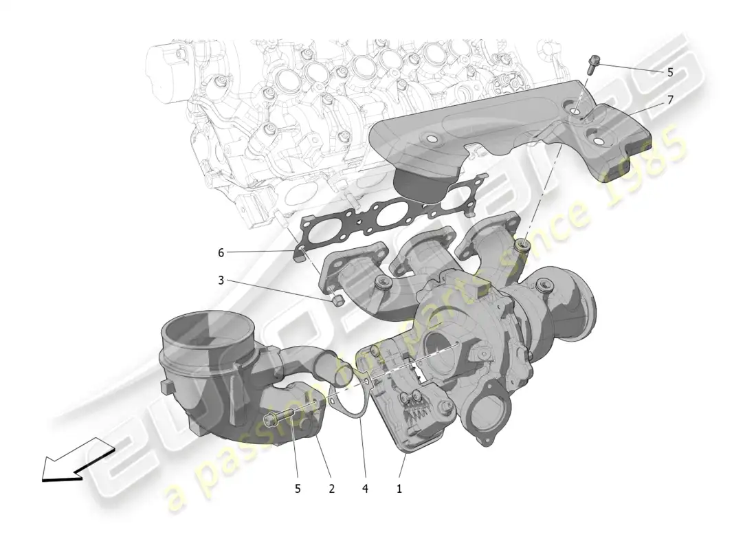 maserati mc20 (2023) sistema de turboalimentación: equipos diagrama de piezas