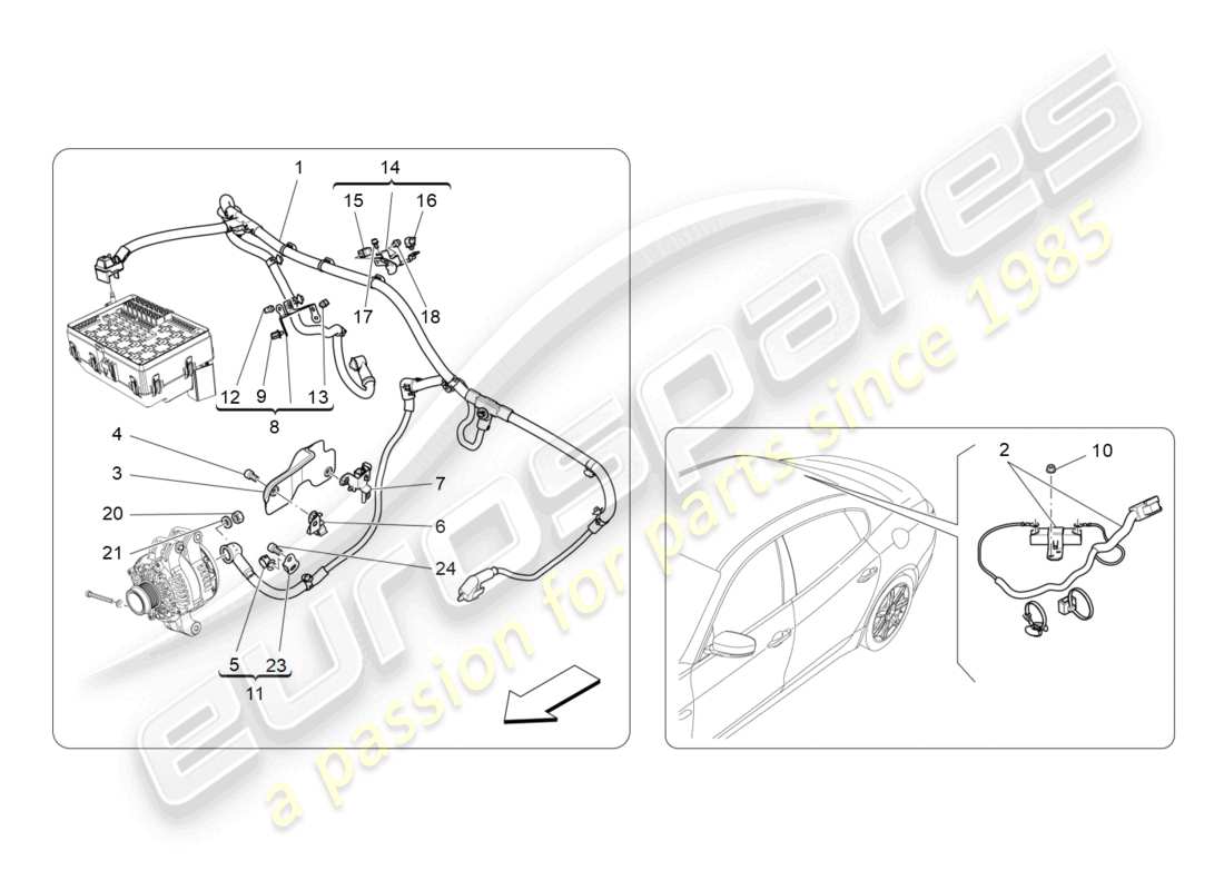 maserati quattroporte (2018) diagrama de piezas de cableado principal