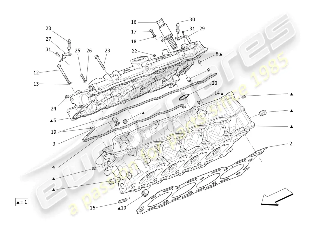 maserati levante modena s (2022) culata derecha diagrama de piezas