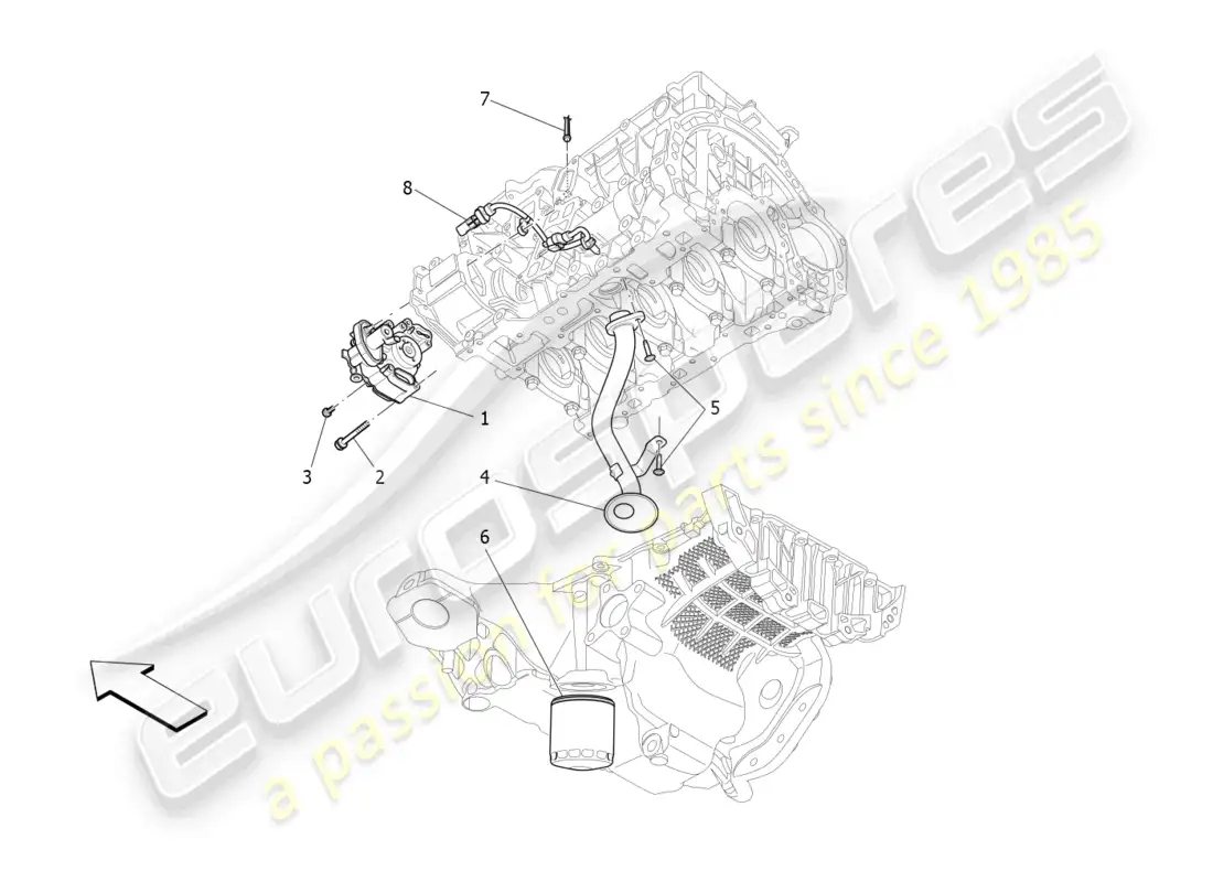 maserati levante gt (2022) sistema de lubricación: bomba y filtro diagrama de piezas
