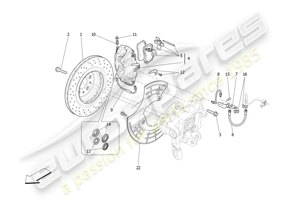 maserati levante gt (2022) braking devices on rear wheels diagrama de piezas