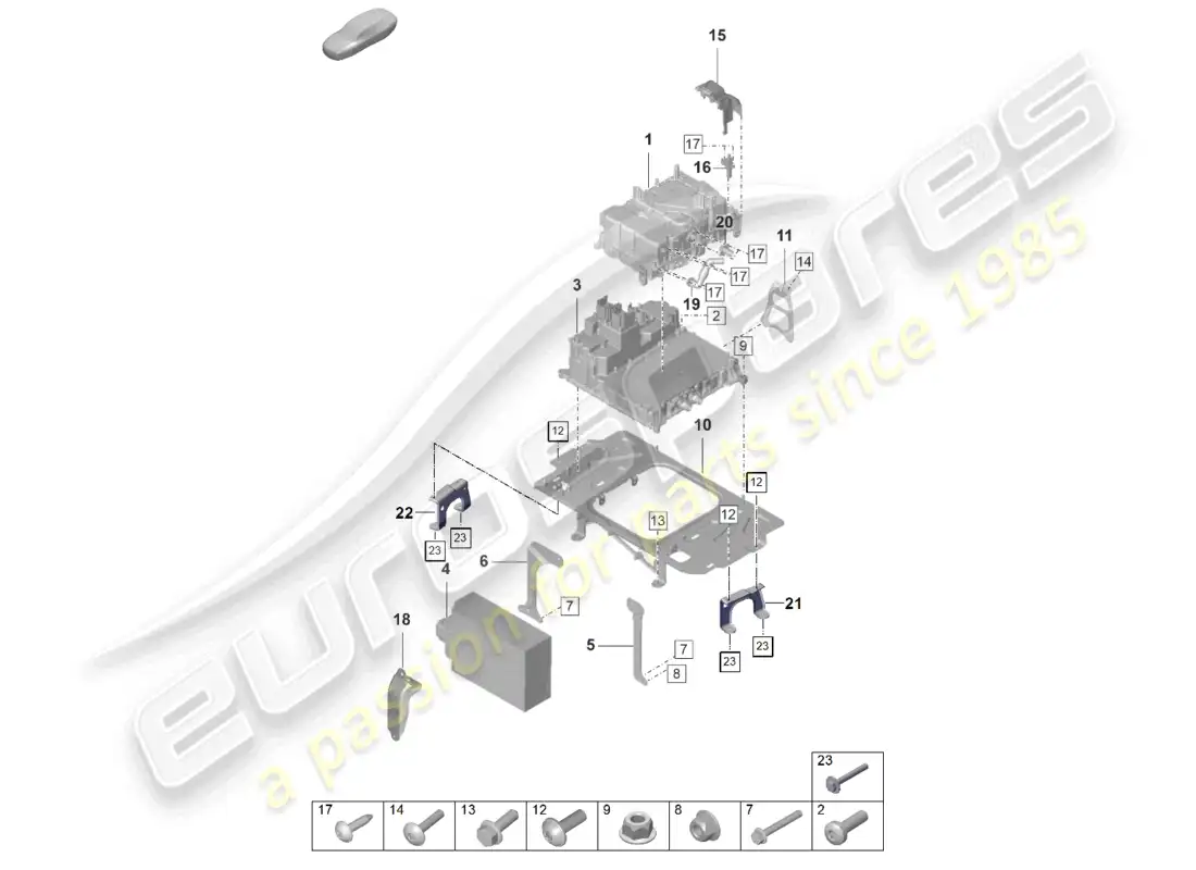 porsche 2023 (taycan 9j1-1) cargador para batería de alto voltaje diagrama de piezas del convertidor de voltaje