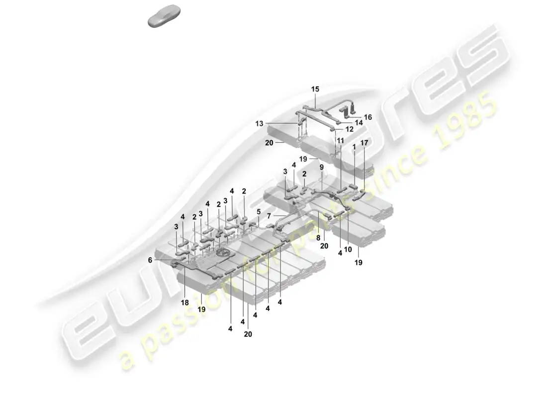 porsche 2026 (taycan 9j1-2) conector del módulo de batería de alto voltaje diagrama de piezas