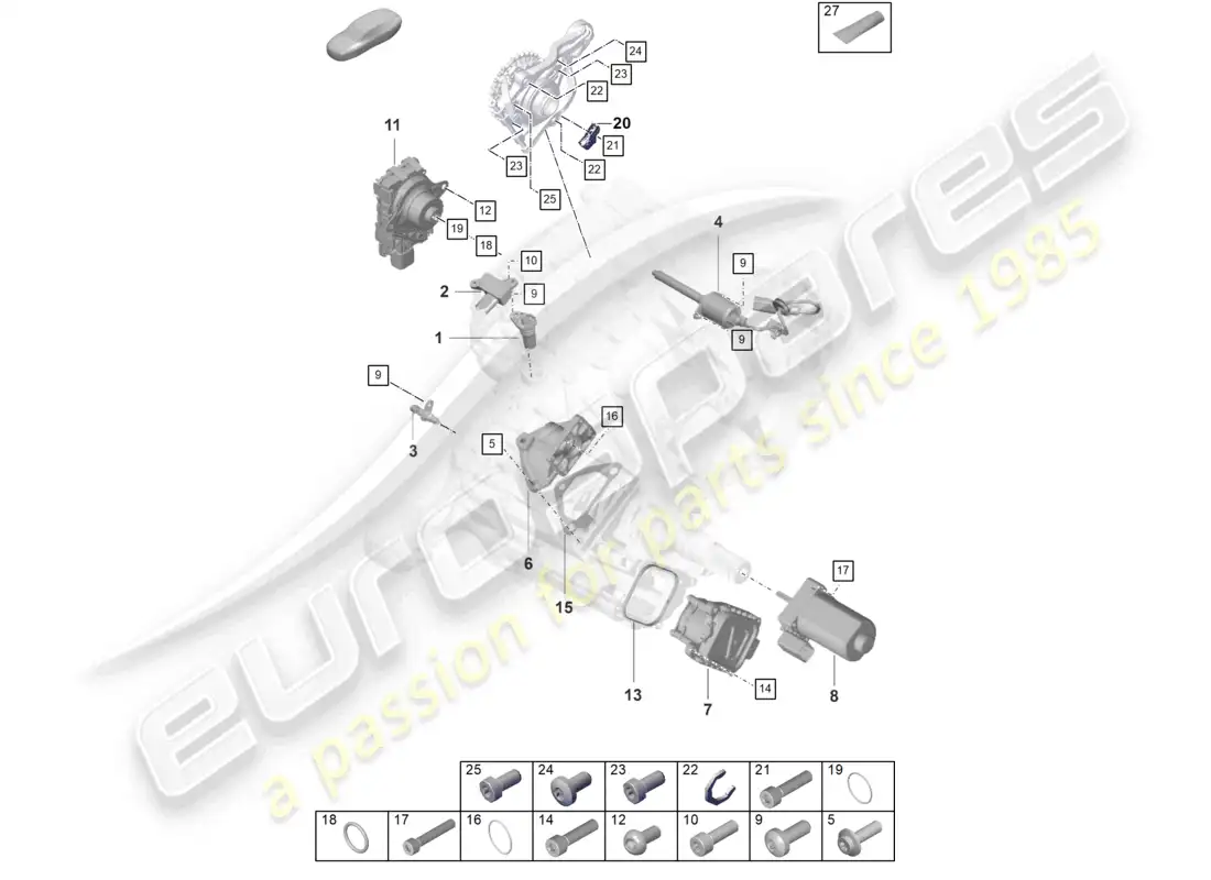 porsche 2022 (taycan 9j1-1) sensores del diferencial del eje trasero elemento de control del acelerador diagrama de piezas