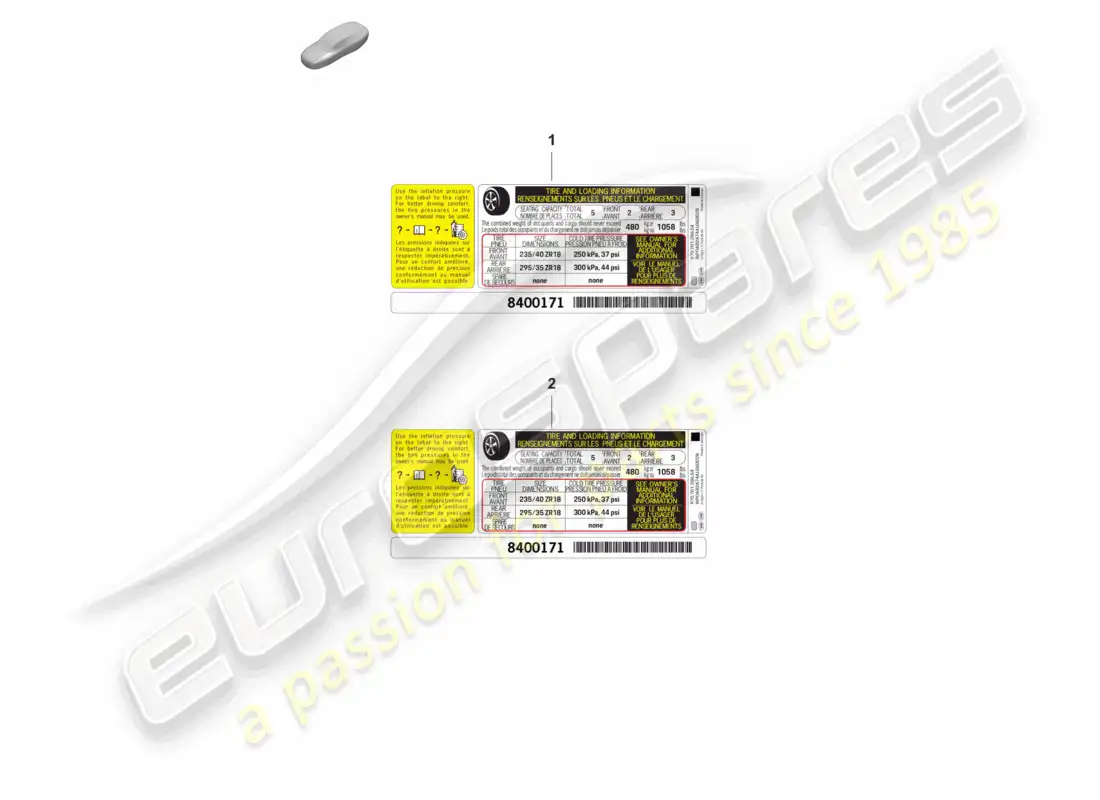 porsche 2023 (taycan 9j1-1) aviso sobre la presión de los neumáticos tamaño de los neumáticos: 21 d >>- 10.08.2021 ee. uu. canadá piezas descontinuadas méxico diagrama de piezas