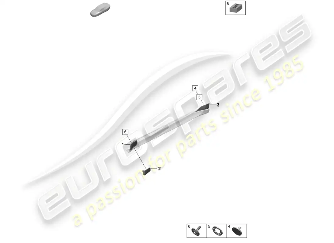 porsche 2025 (taycan 9j1-2) alféizar de alerón diagrama de piezas