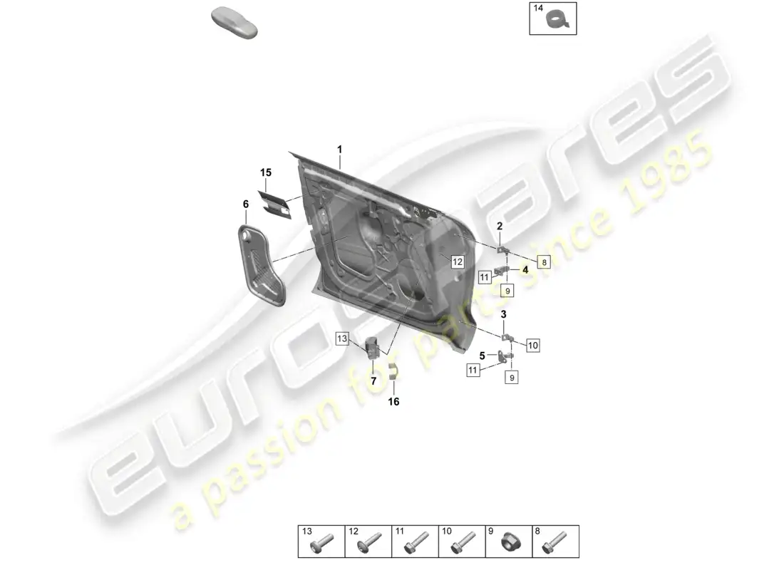 porsche 2025 (taycan 9j1-2) carcasa de puerta delantera bisagra de puerta accesorios diagrama de piezas