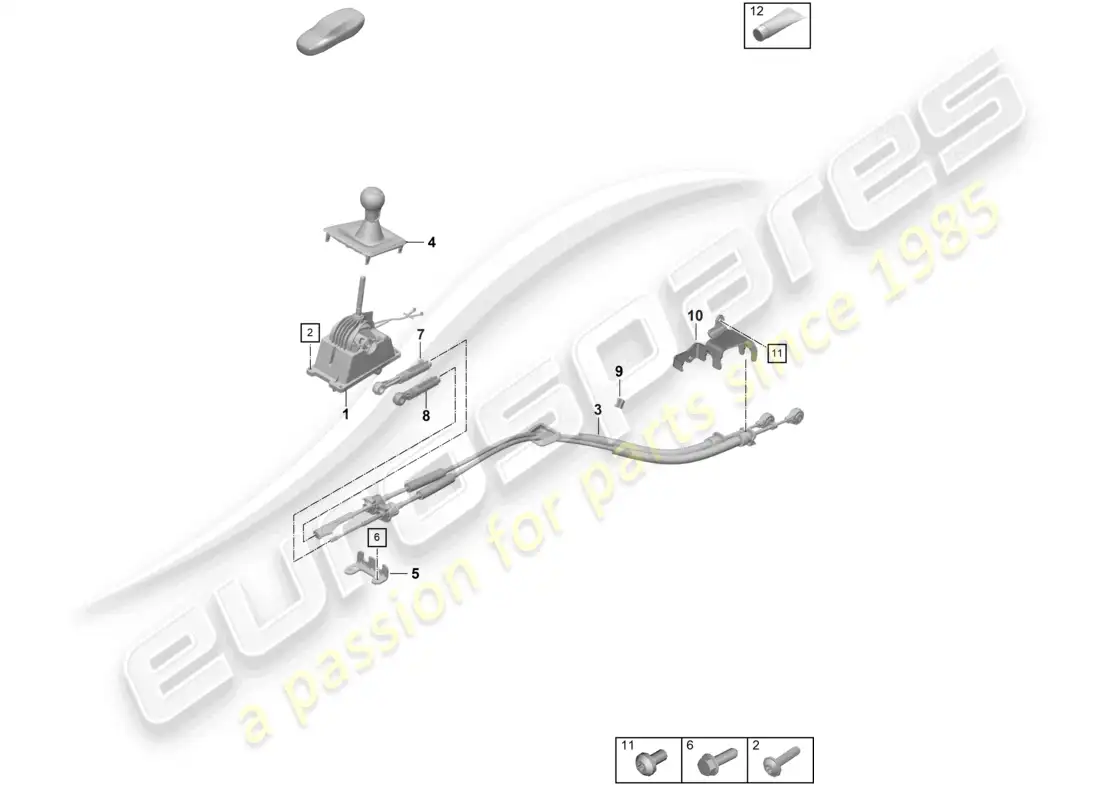porsche 2022 (992-1 gt3/rs/st) mecanismo selector 7-speed transmisión manual diagrama de piezas