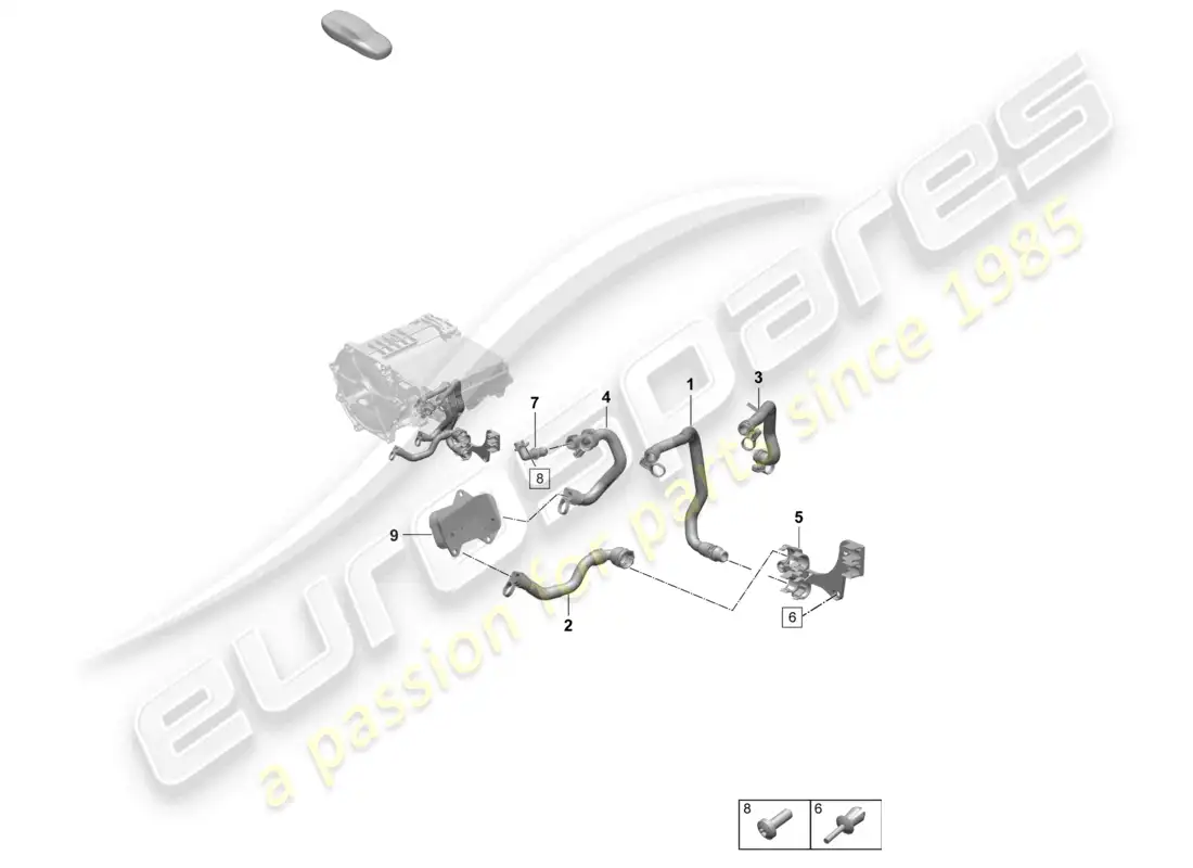 porsche 2025 (taycan 9j1-2) refrigeración de la transmisión eje trasero diagrama de piezas