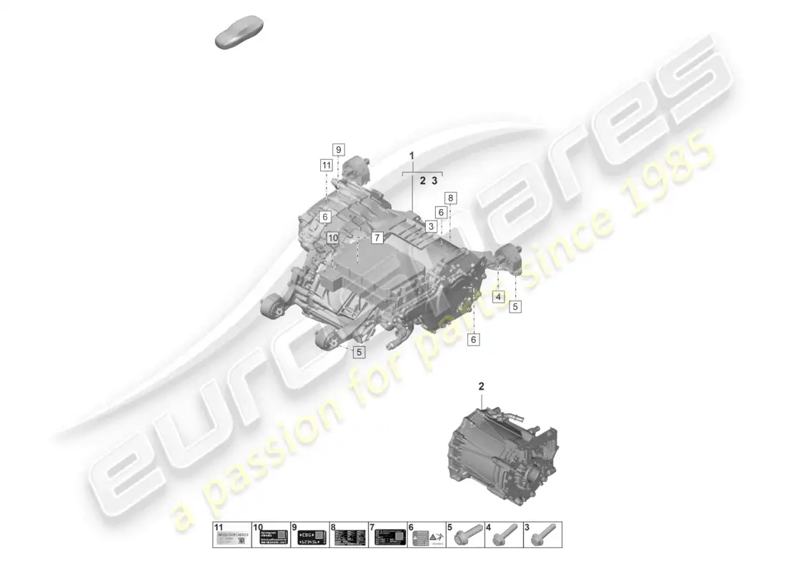 porsche 2021 (taycan 9j1-1) motor de repuesto motor de tracción para accionamiento eléctrico eje trasero diagrama de piezas