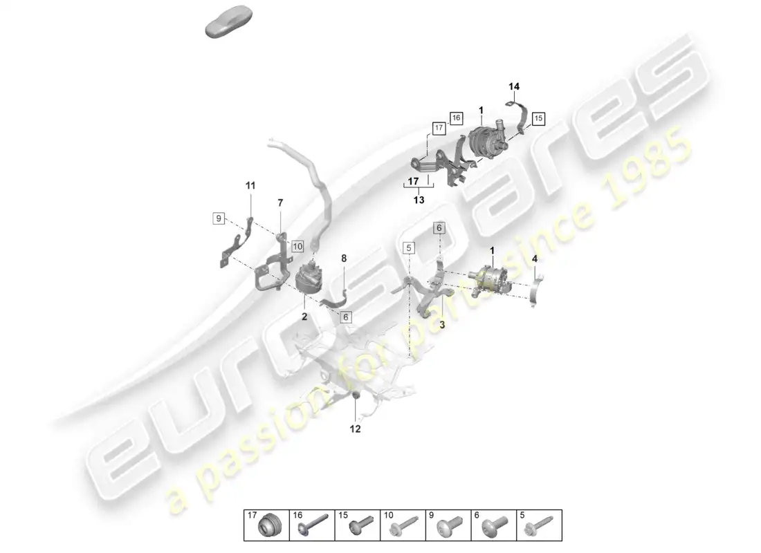 porsche 2022 (taycan 9j1-1) bomba de refrigerante d - mj 2021>> diagrama de piezas