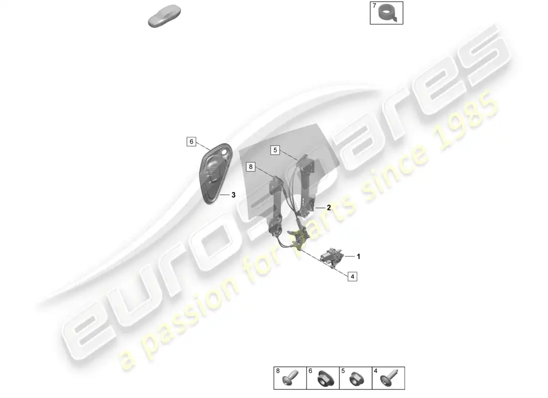 porsche 2025 (taycan 9j1-2) elevalunas trasero motor elevalunas accesorios diagrama de piezas