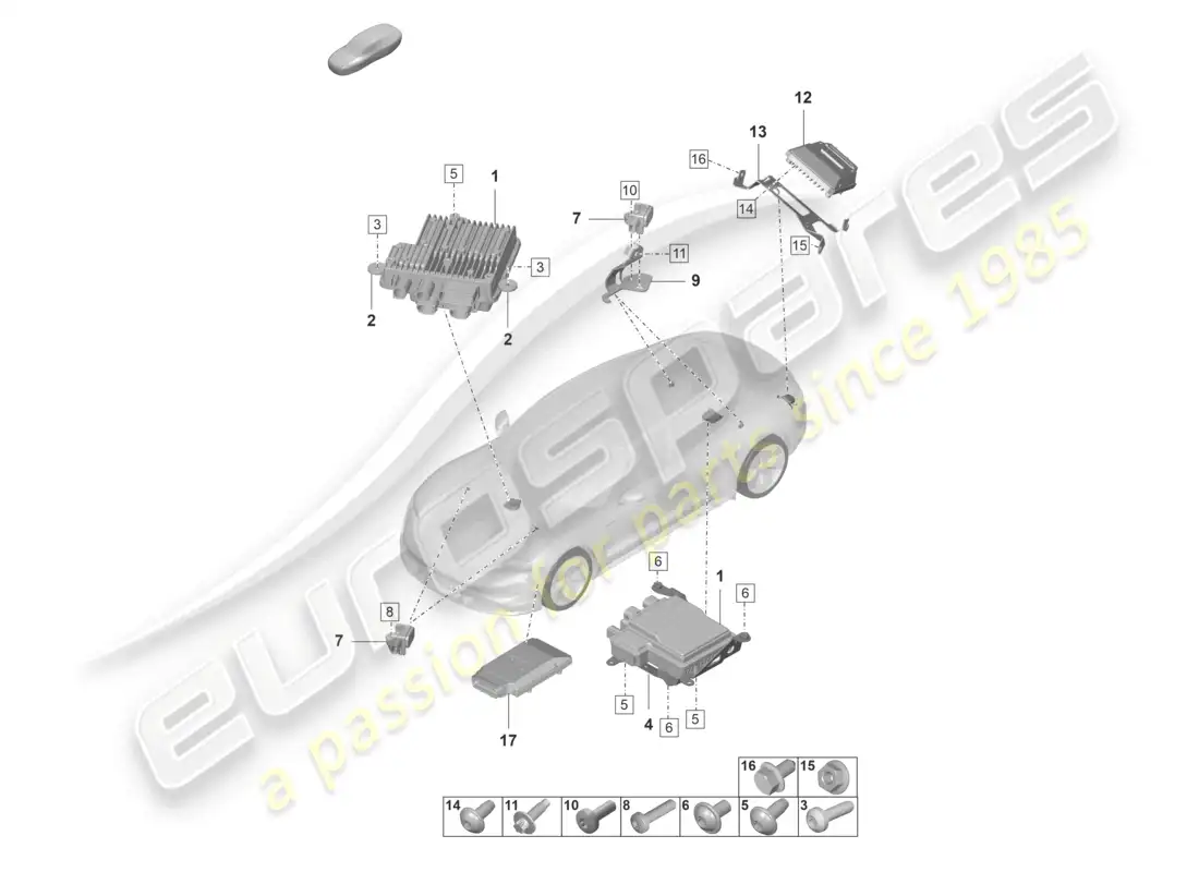 porsche 2020 (taycan 9j1-1) unidad de control para estabilización activa del balanceo unidad de control para suspensión adaptativa diagrama de piezas
