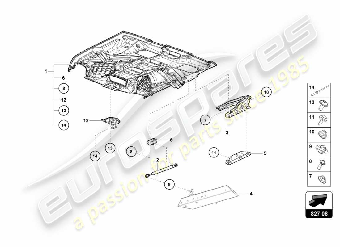 lamborghini 2018 (performante spyder) diagrama de piezas de la tapa trasera