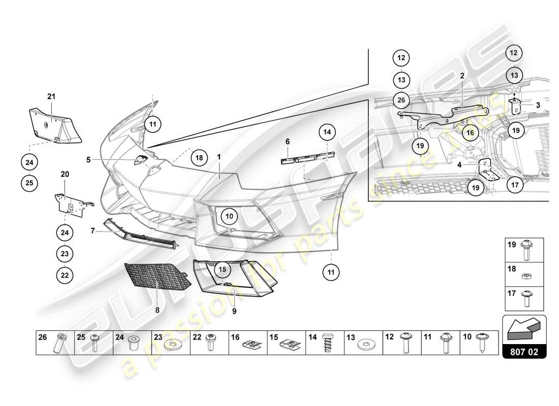 lamborghini lp700-4 coupe (2015) parachoques, completo diagrama de piezas