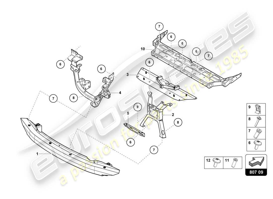 lamborghini 2020 (performante spyder) portador de parachoques trasero diagrama de piezas