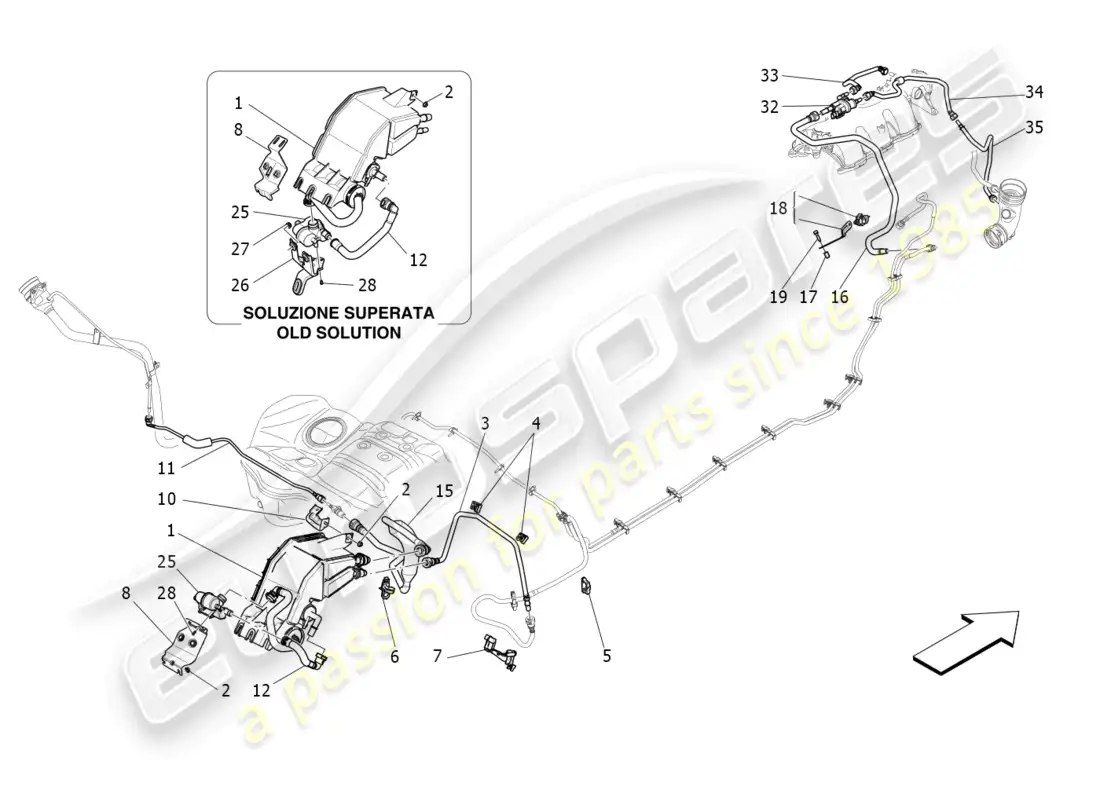maserati levante (2018) fuel vapour recirculation system diagrama de piezas
