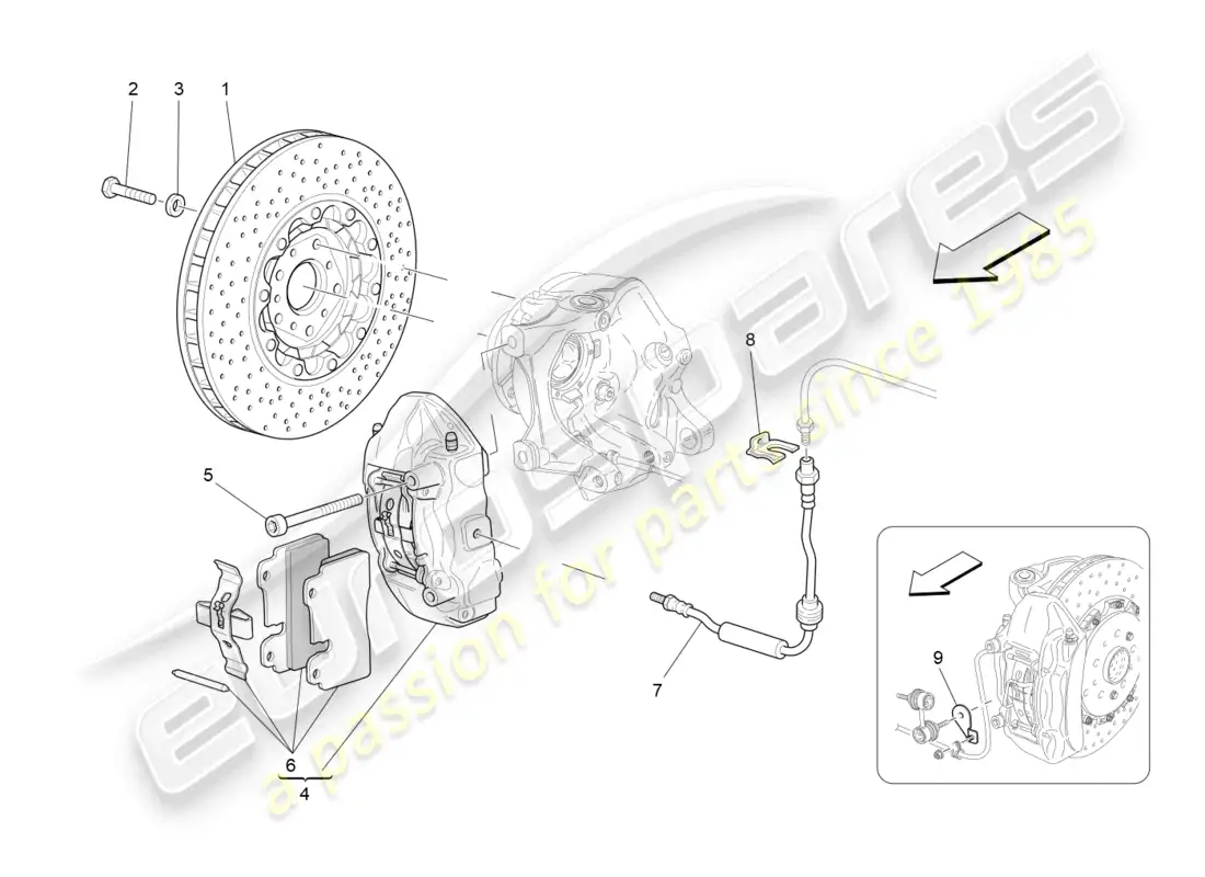 maserati granturismo mc stradale (2011) braking devices on rear wheels diagrama de piezas