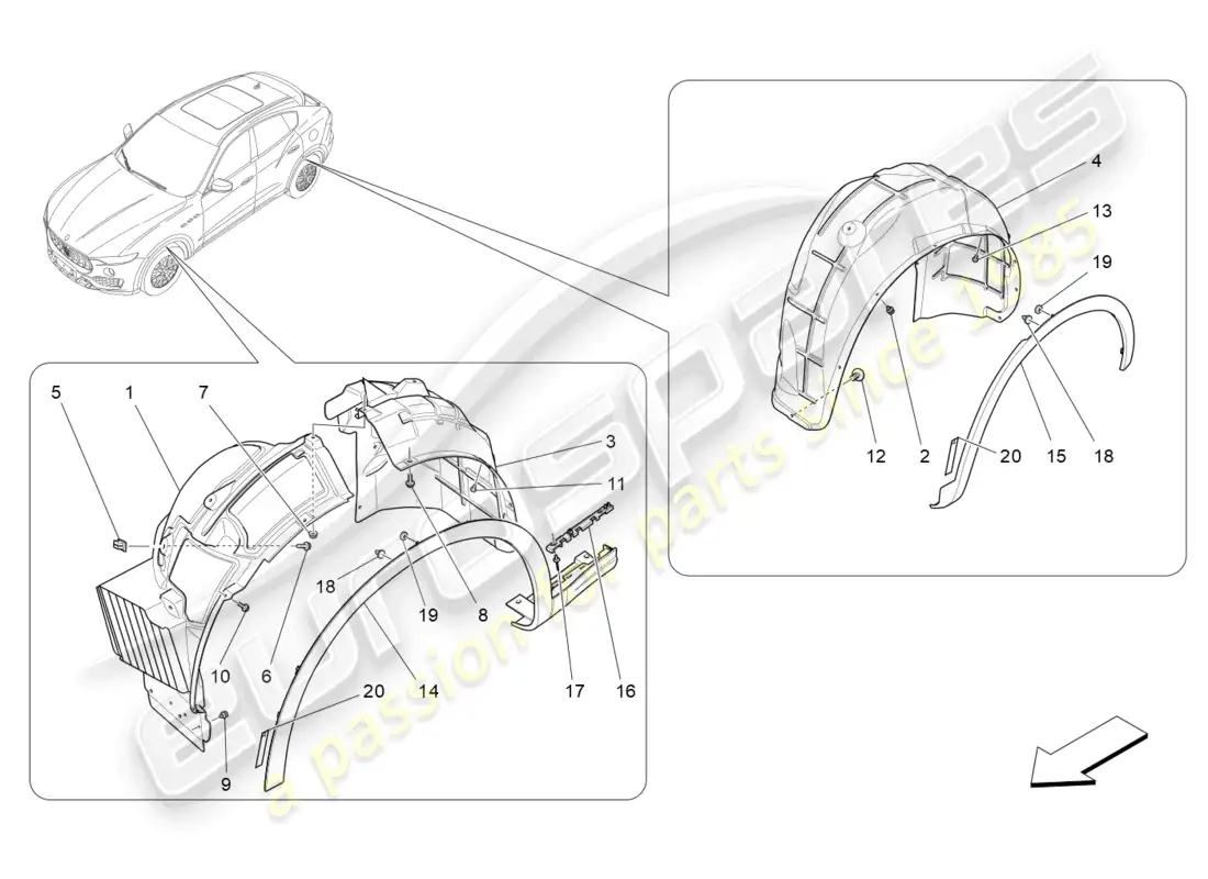 maserati levante (2018) rueda y tapas diagrama de piezas
