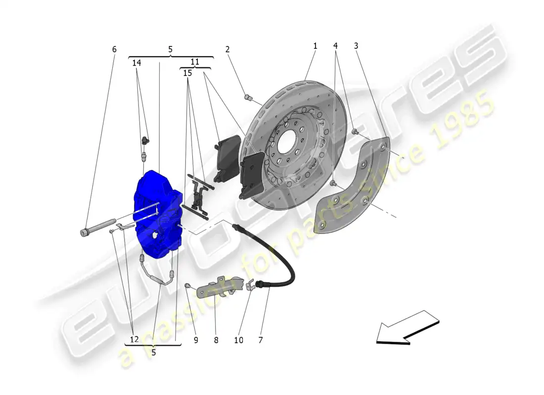 maserati mc20 (2022) braking devices on rear wheels diagrama de piezas