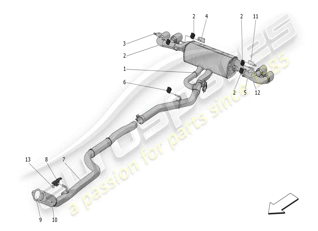 maserati grecale modena (2023) silenciadores diagrama de piezas