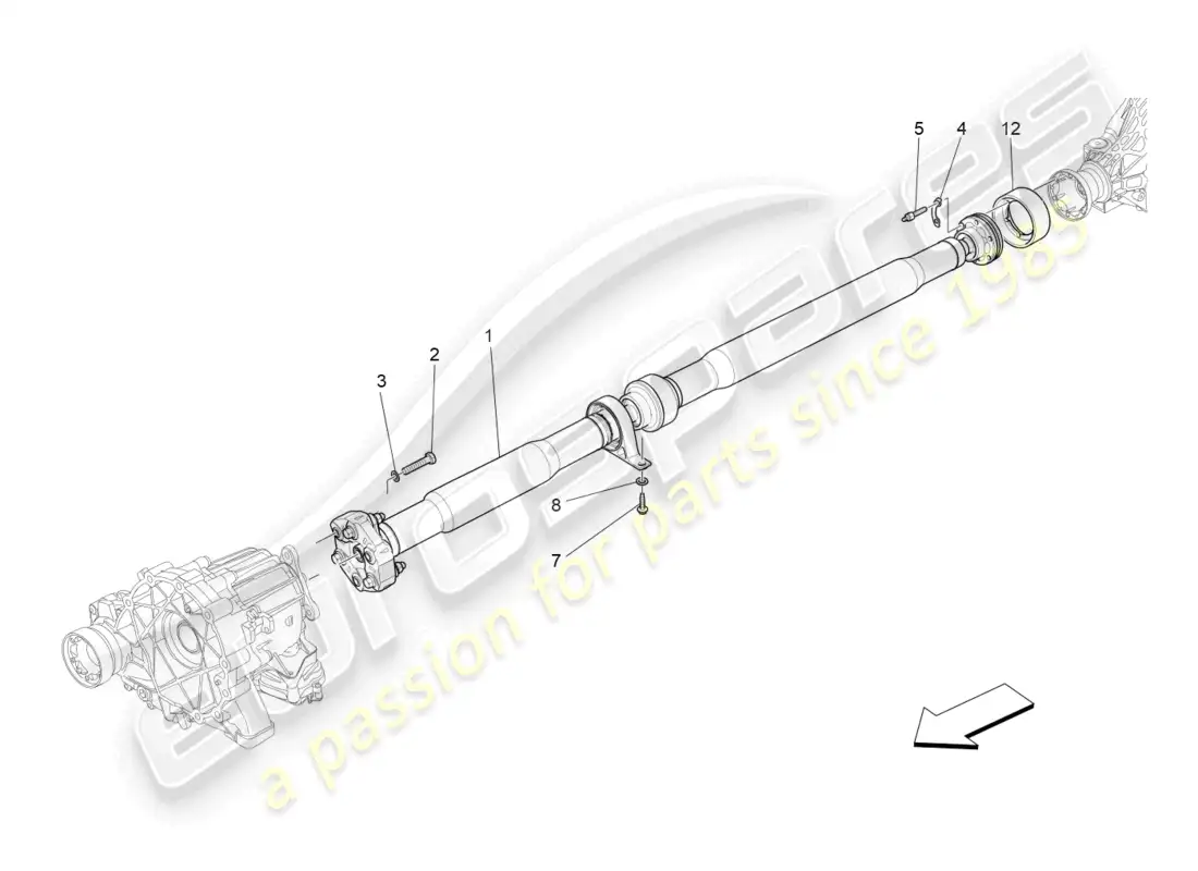 maserati ghibli (2014) eje de transmisión diagrama de piezas