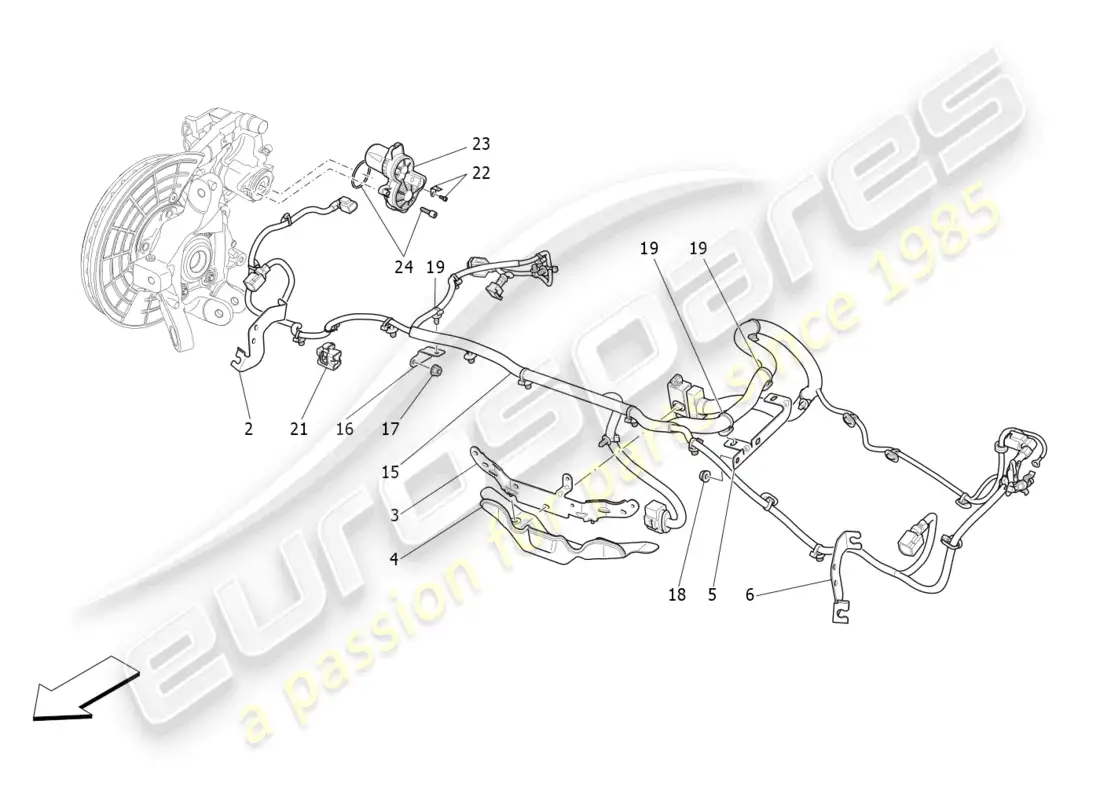 maserati ghibli (2018) parking brake diagrama de piezas