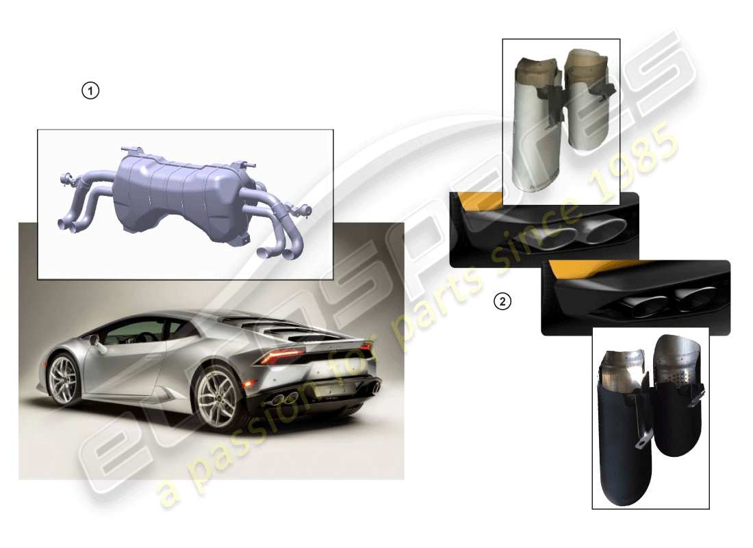 lamborghini huracan evo spyder (accessories) diagrama de piezas del silenciador deportivo