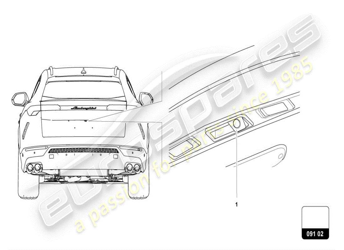 lamborghini urus (accessories) kit de retrofit para cámara de marcha atrás diagrama de piezas