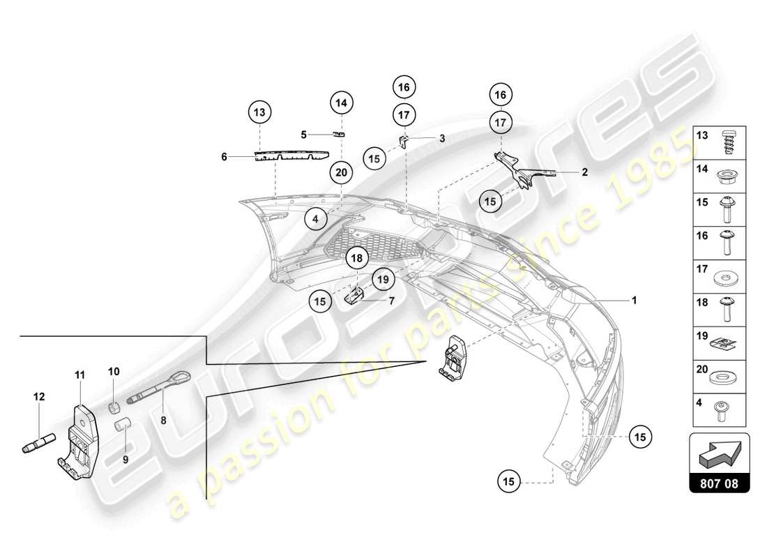 lamborghini lp720-4 roadster 50 (2014) parachoques completo diagrama de pieza