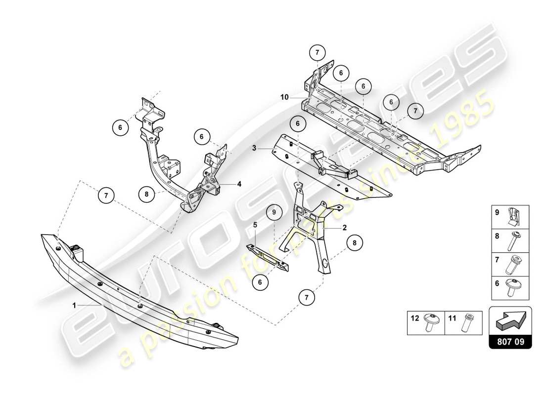 lamborghini performante coupe (2020) portafolios trasero diagrama de piezas