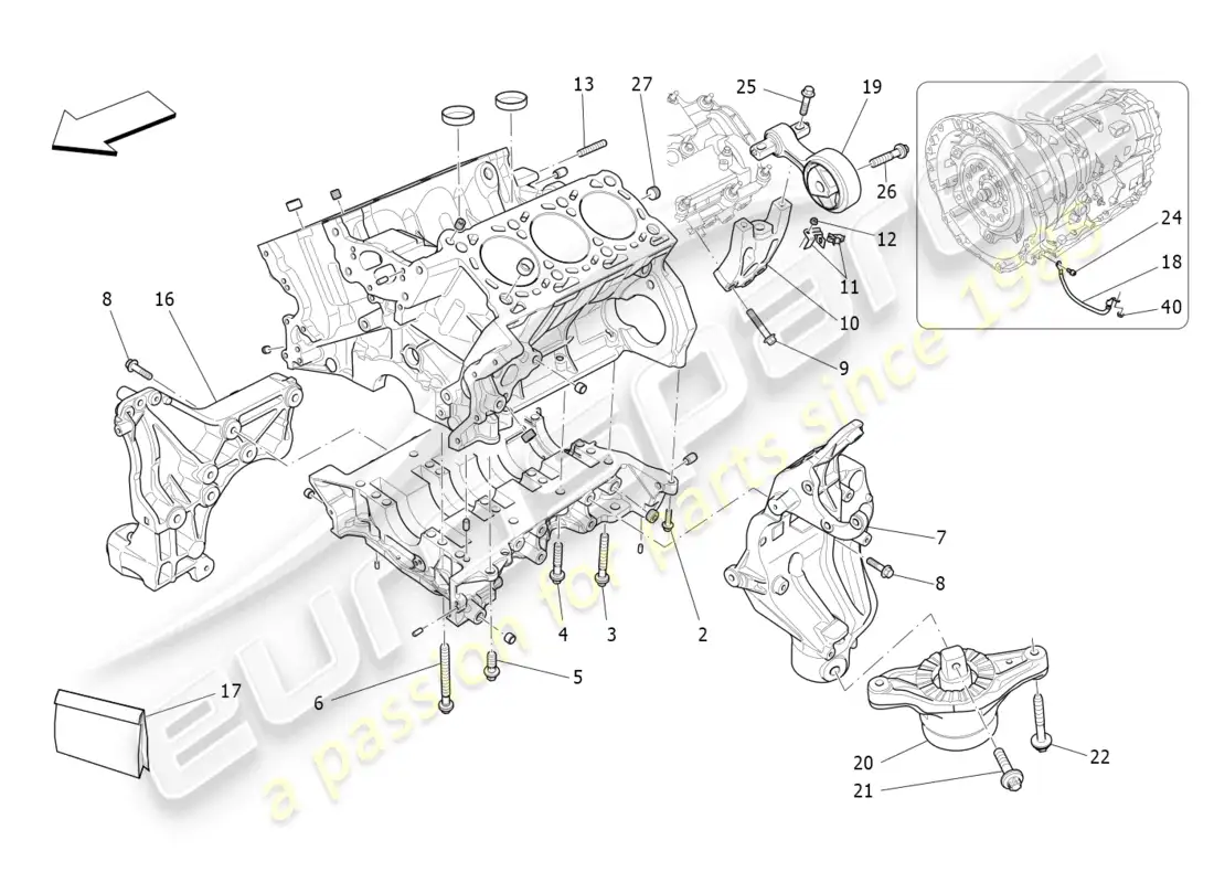 maserati levante (2018) crankcase diagrama de piezas