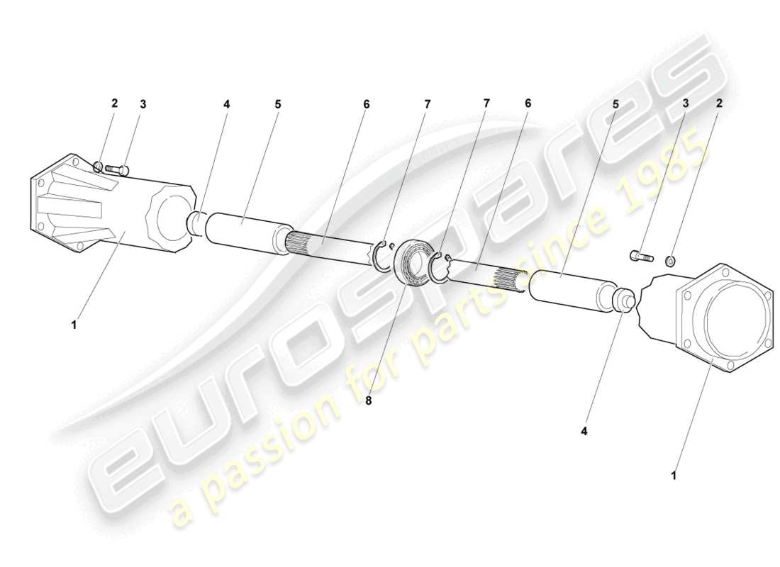 lamborghini murcielago coupe (2003) diagrama de piezas del eje cardán