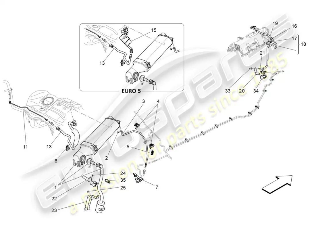 maserati ghibli (2015) fuel vapour recirculation system diagrama de piezas