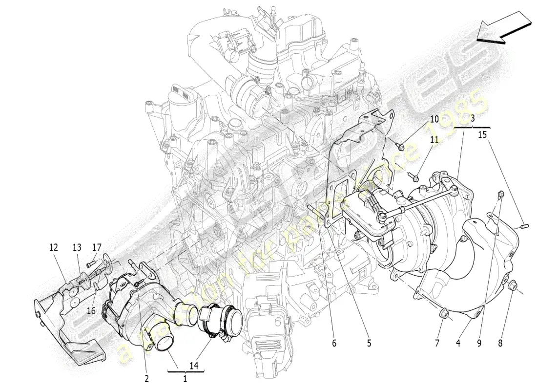 maserati ghibli (2021) sistema de turboalimentación: equipos diagrama de piezas