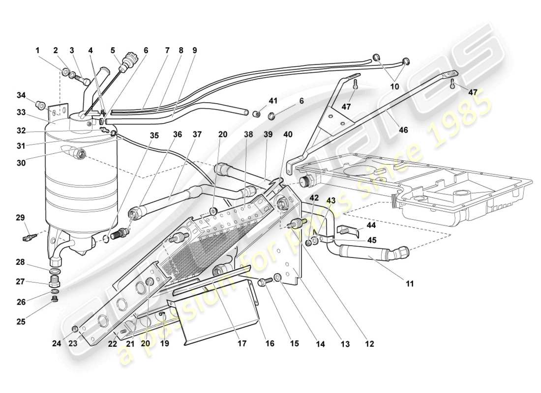 lamborghini murcielago coupe (2003) diagrama de piezas del enfriador de aceite