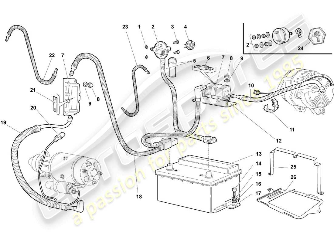 lamborghini murcielago coupe (2003) diagrama de piezas del enchufe del fusible principal